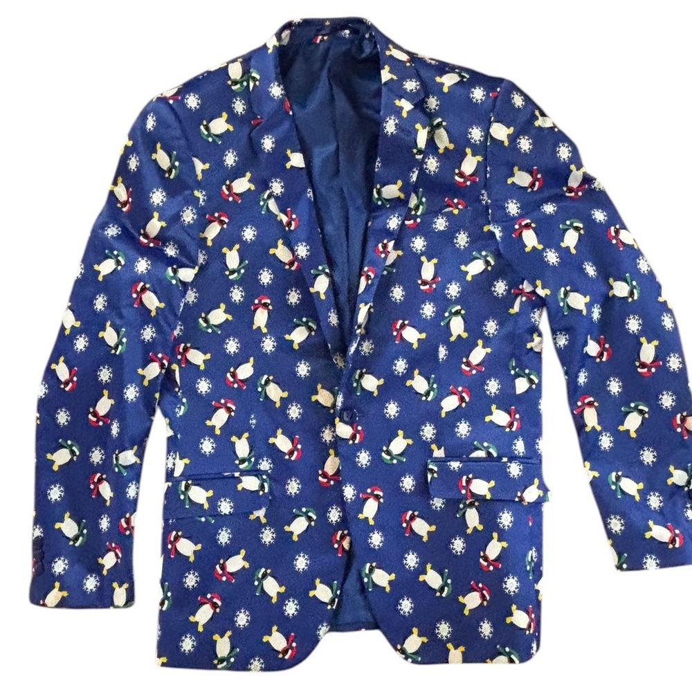 Suslo Couture 42 Slim Fit Penguin Holiday Double Vented Blazer Sport Jacket